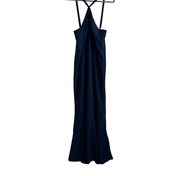 Dress The Population Navy Blue Brianna Halter Gown Dress-NWT-Women’s Size L - Picture 3 of 6